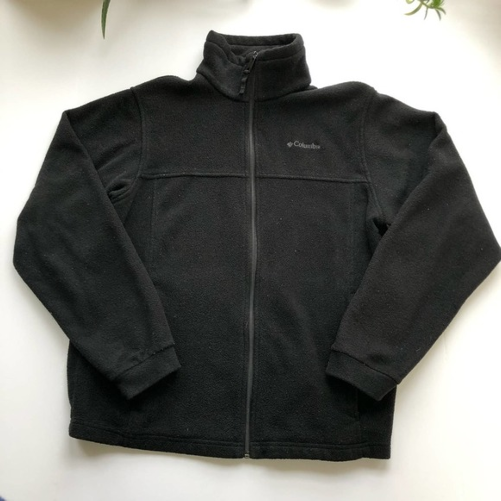 kids Columbia youth‎ black zip up long sleeve fleece winter jacket